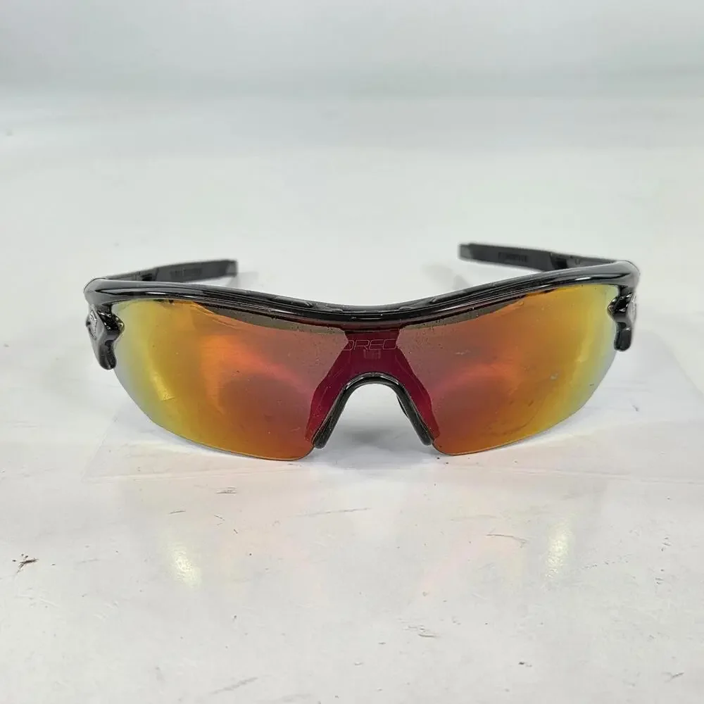 Torege Cycling Sunglasses Black Red Mirror Shield Case Wrap HalfRim